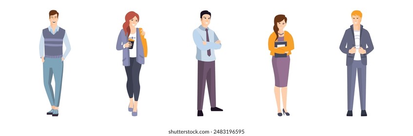 Business Man and Woman Character as Office Employee Vector Set