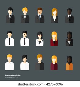 business man and woman in company, vector set