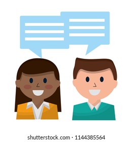 business man and woman conversation communication
