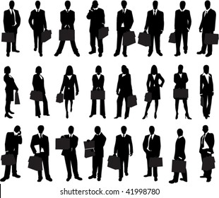 business man and woman holding briefcases