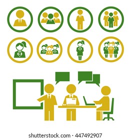 business man and woman icon set