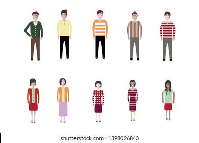 Business man and woman icons. Group of working people. Different nationalities characters. Flat style design Infographic elements 