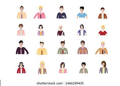 Business man and woman icons. Group of working people. Different nationalities characters. Flat style design Infographic elements 