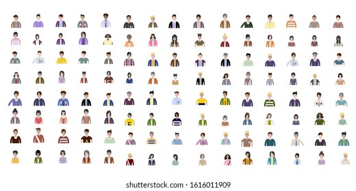 Business man and woman icons. Group of working people. Different nationalities characters. Flat style design Infographic elements 