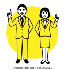 Business man and woman on white background. Vector illustration.