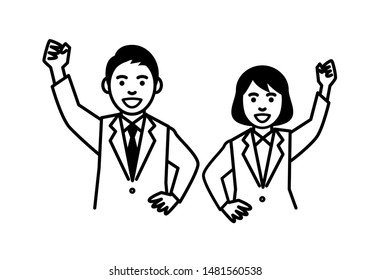Business man and woman on white background. Vector illustration.
