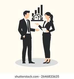 business man and business woman promotion of real estate home