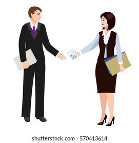 Business Man Woman Shaking Hands Businessman Stock Vector (Royalty Free ...