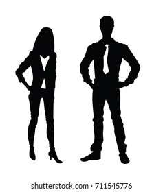 Business man and business woman silhouette