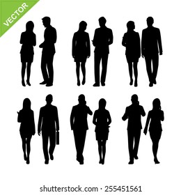 Business man and woman silhouette vector