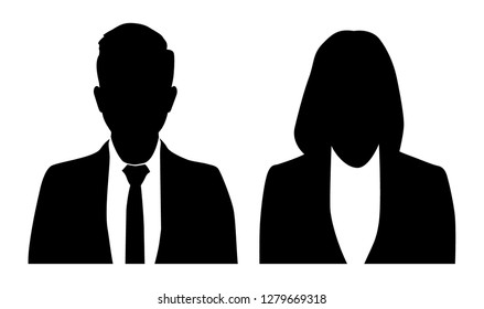 Business Man and business woman in silhouettes. 