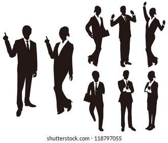 Business man woman silhouettes.Vector