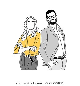 Business man and business woman standing together.