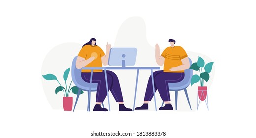 business man and business women concept flat illustration