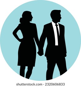 Business Man And Business Women Silhouette Vector Art.