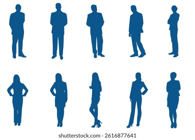 business man and business women standing silhouette . 