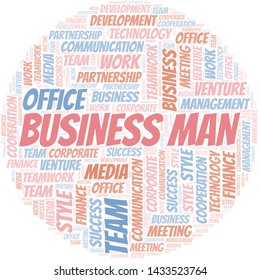 Business Man word cloud. Collage made with text only.