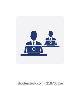 Business Man  work with Computer ICON
