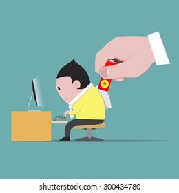 Business man work crazy change battery Illustration vector