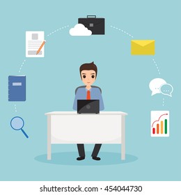 Business man work at office. document flow.