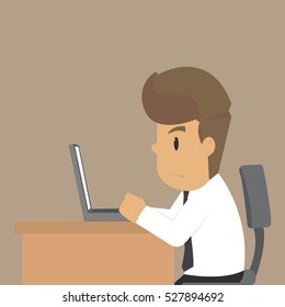 Business man work overtime. vector