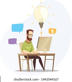 Business man worker in affice with idea 