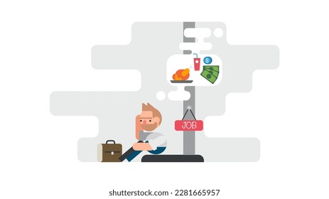Business man worker trying to find job vector stock illustration