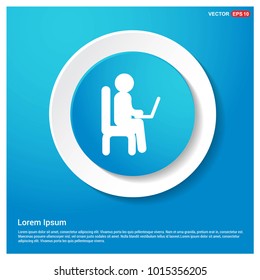 Business man working Abstract Blue Web Sticker Button