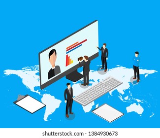 Business man working big data on world wide.