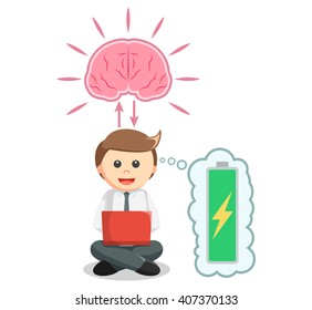 Business man working with full brain energy