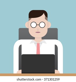 Business man working with laptop on table