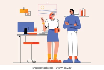 business man working in office the partner concept