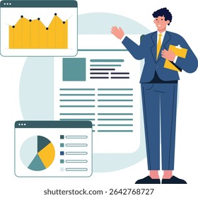 Business man working on Business Activities