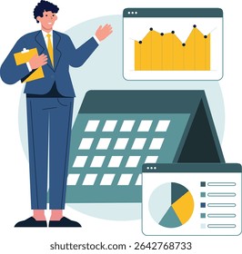 Business man working on Business Activities