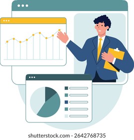 Business man working on Business Activities