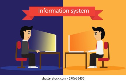 Business man is working on desk cartoon vector.