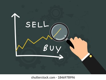 Business man write of stock exchange concept graph hand drawing on blackboard.