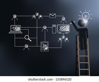 Business man writing business idea concept on black board vector