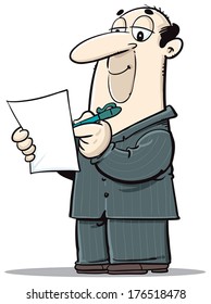A business man writing, taking notes, taking care of business...