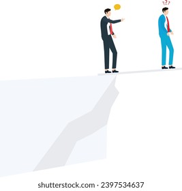 Business man Wrong solution Business concept Isometric 3d design. vector illustration

