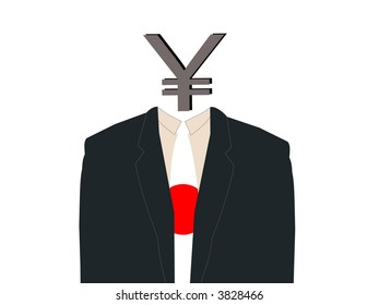 business man with yen sign for head