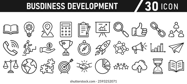 Business Manag icons set. Schedule, plan, deadline, task, analysis, step, achievement and more icons. Vector illustration