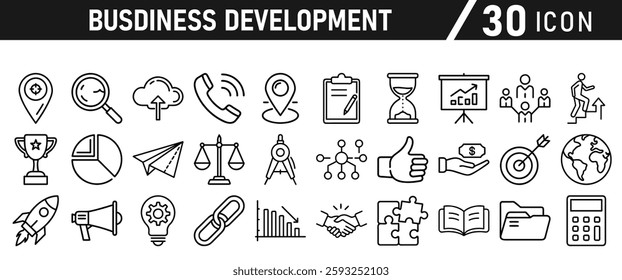 Business Manag icons set. Schedule, plan, deadline, task, analysis, step, achievement and more icons. Vector illustration