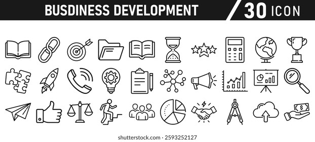 Business Manag icons set. Schedule, plan, deadline, task, analysis, step, achievement and more icons. Vector illustration