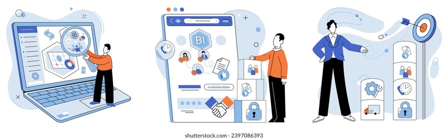 Business manage. Vector illustration. Corporations rely on effective management practices to drive growth Workplace harmony and cooperation contribute to employee satisfaction The concept business