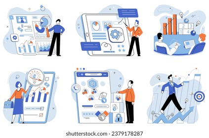 Business manage. Vector illustration. Effective management is key to well-functioning organization Business management is like orchestrating symphony Workplaces thrive when there is strong leadership