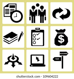 business management, allocation icon set