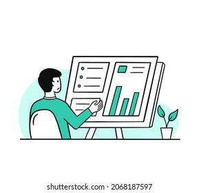 ilustración plana de análisis y gestión de negocios