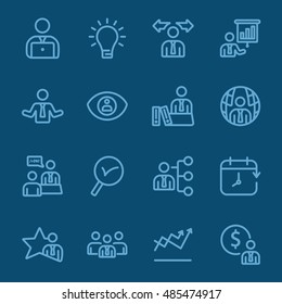 Business and Management blue line icon