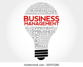 Business Management bulb word cloud, business concept